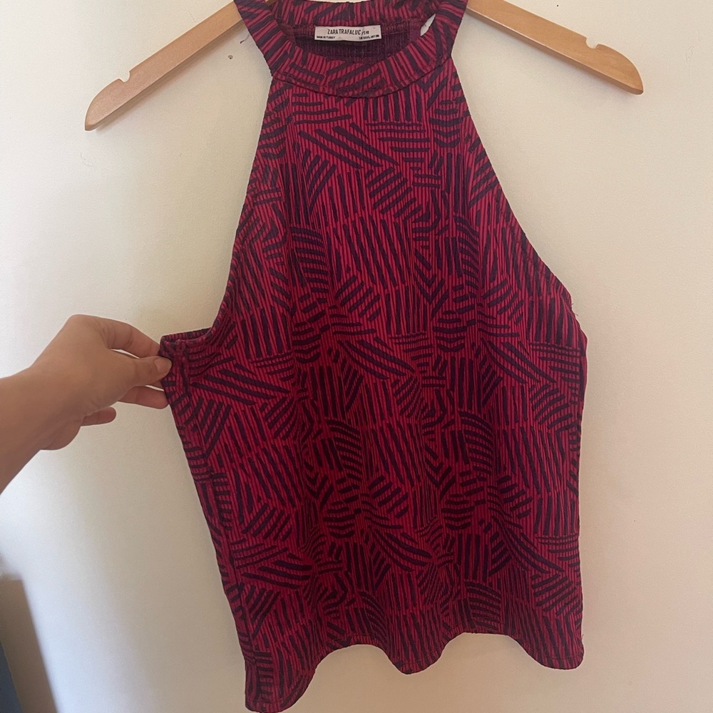 Red Patterned Halter Top